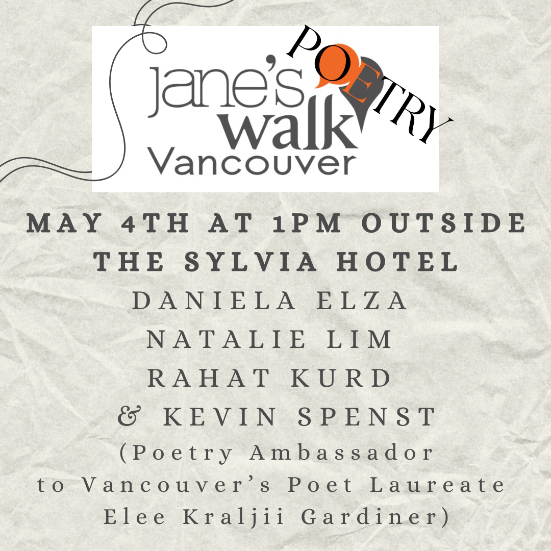 Jane’s (Poetry) Walk in the West End, May 4, 2025 with Poetry Ambassador Kevin Spenst 