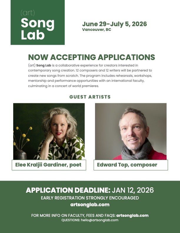 (Art)Song Lab application deadline January 12, 2026