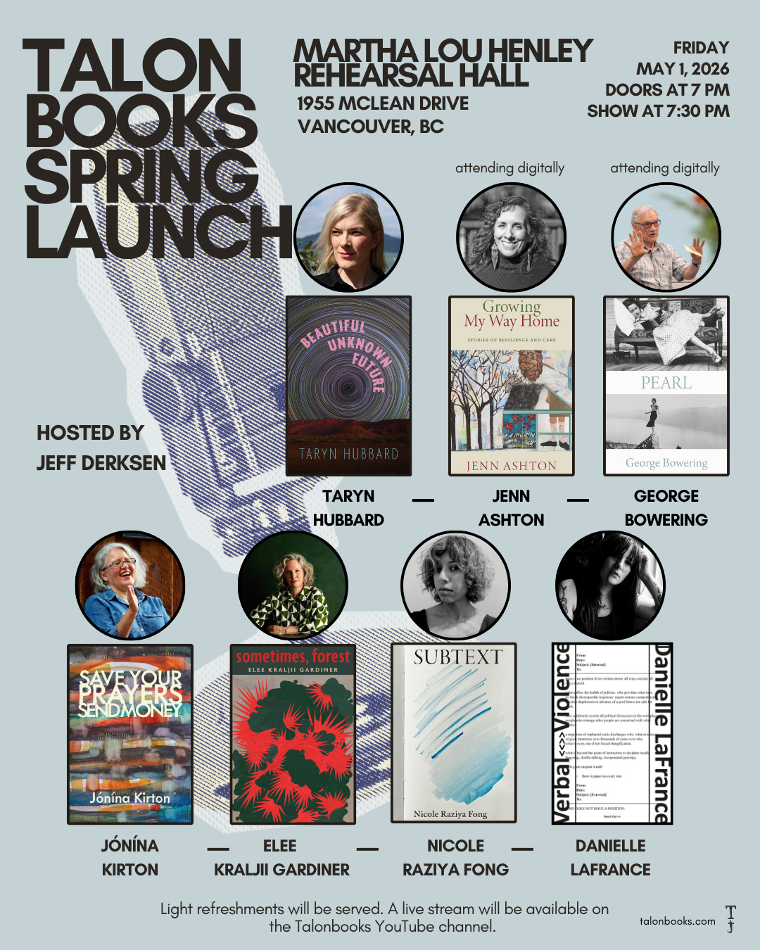 Talonbooks Spring Launch, May 1 2026